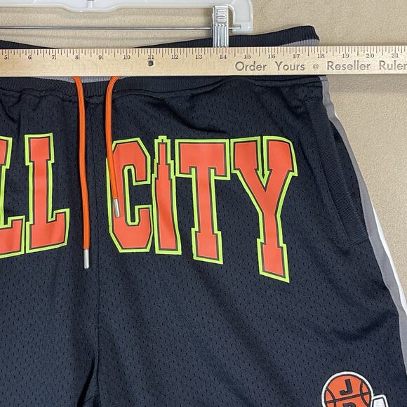 All City by Just‎ Don Short Mens XL Black Mesh Basketball Elastic Waist Lined - Picture 5 of 14